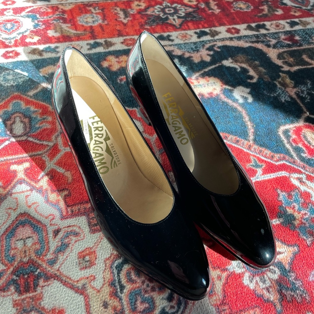 Salvatore Ferragamo Black Block Heel